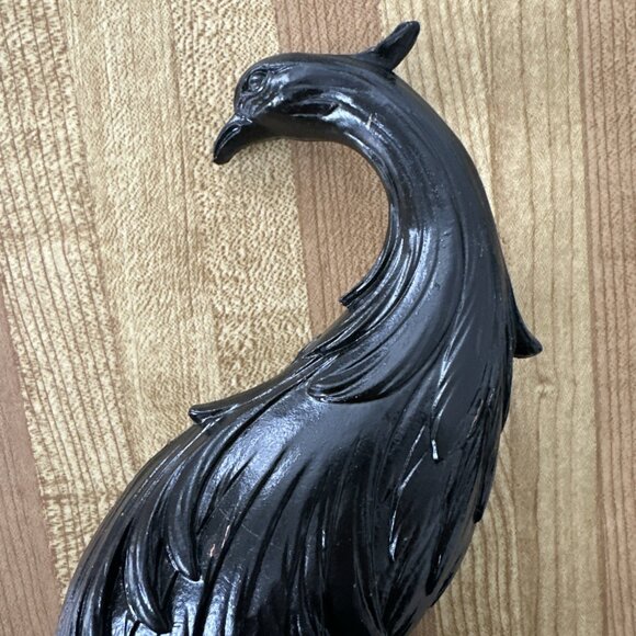 Black Peacock Peahen Bird Tall Vintage USA Hollywood Regency - Picture 6 of 16